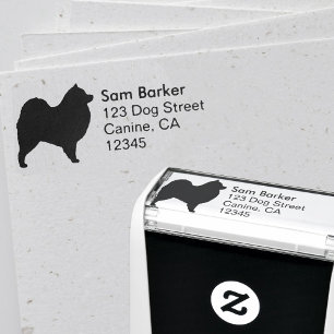 Samoyed Dog Breed Silhouette Return Address Self-inking Stamp