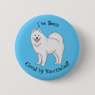 Samoyed dog cartoon illustration 6 cm round badge