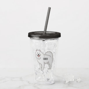 Samoyed dog cartoon illustration  acrylic tumbler