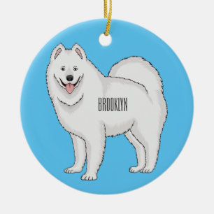 Samoyed dog cartoon illustration ceramic tree decoration