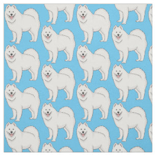 Samoyed dog cartoon illustration fabric