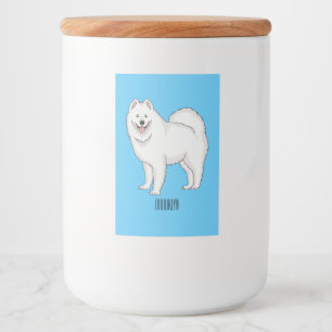 Samoyed dog cartoon illustration food label
