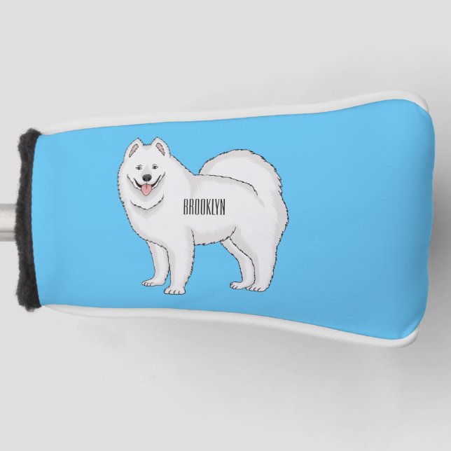 Samoyed dog cartoon illustration  golf head cover (Front)
