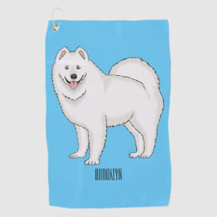 Samoyed dog cartoon illustration  golf towel