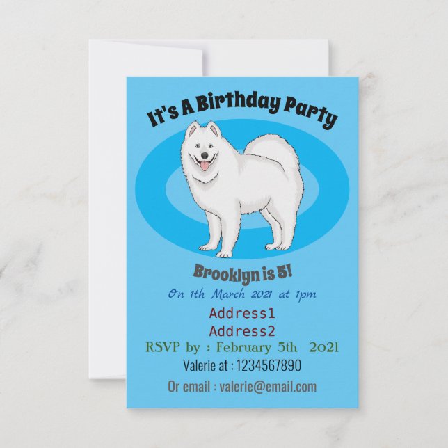 Samoyed dog cartoon illustration invitation (Front)