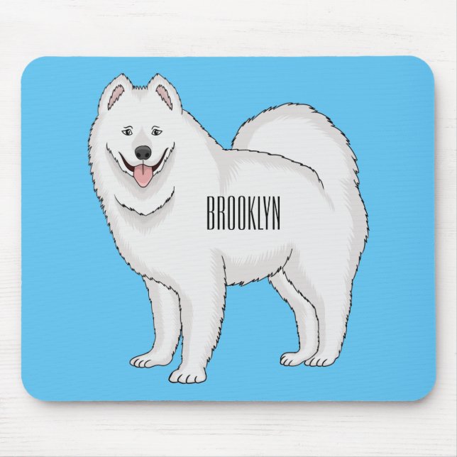 Samoyed dog cartoon illustration mouse mat (Front)