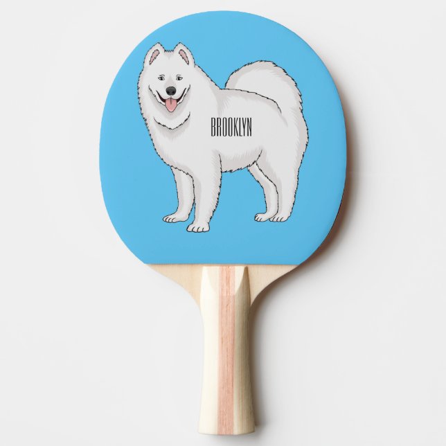 Samoyed dog cartoon illustration ping pong paddle (Front)