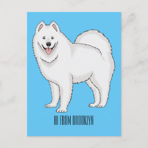 Samoyed dog cartoon illustration postcard