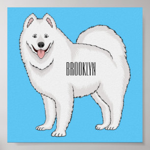 Samoyed dog cartoon illustration  poster
