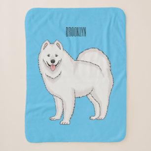 Samoyed dog cartoon illustration sherpa blanket