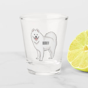 Samoyed dog cartoon illustration  shot glass