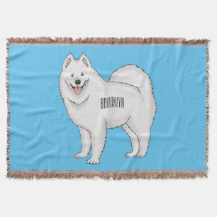 Samoyed dog cartoon illustration  throw blanket