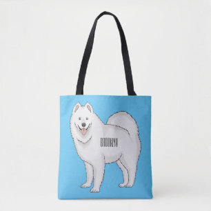 Samoyed dog cartoon illustration tote bag
