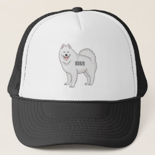 Samoyed dog cartoon illustration trucker hat