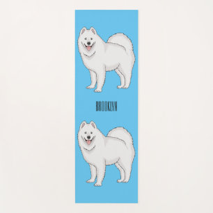 Samoyed dog cartoon illustration yoga mat