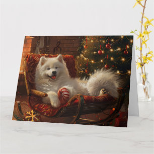 Samoyed Dog Christmas Festive  Card