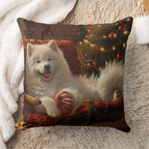 Samoyed Dog Christmas Festive Cushion