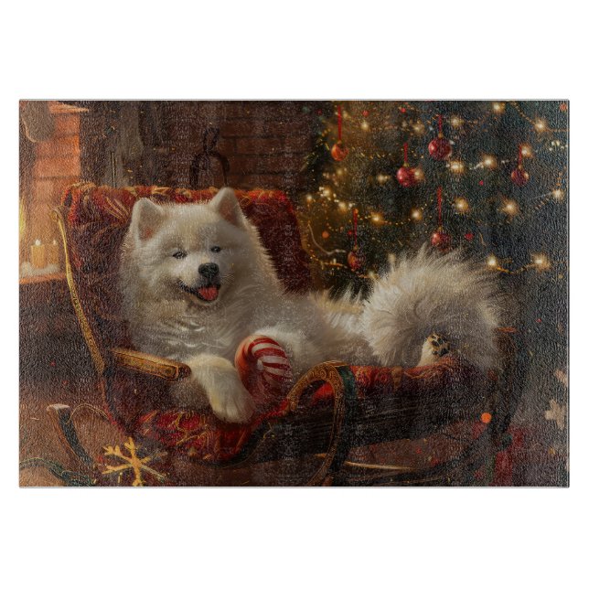Samoyed Dog Christmas Festive  Cutting Board (Front)
