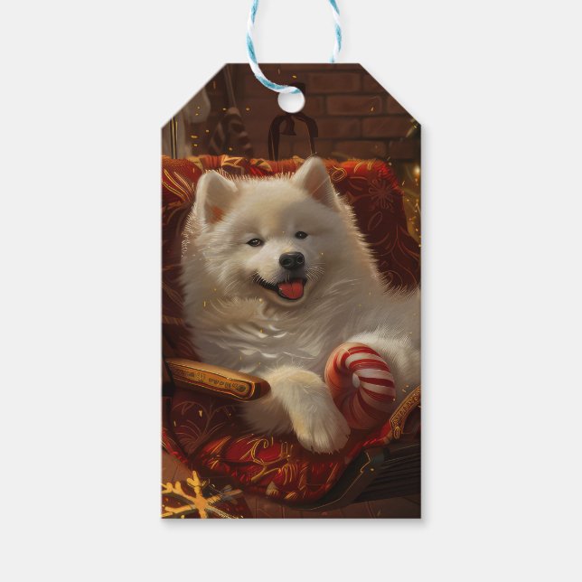Samoyed Dog Christmas Festive  Gift Tags (Front)