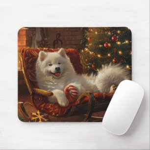 Samoyed Dog Christmas Festive Mouse Mat