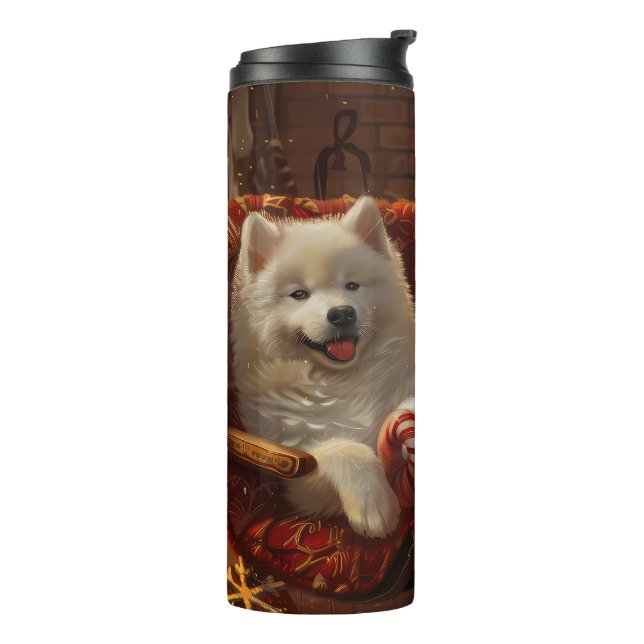 Samoyed Dog Christmas Festive  Thermal Tumbler (Rotated Left)