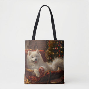 Samoyed Dog Christmas Festive Tote Bag
