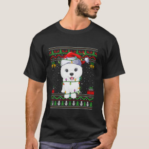 Samoyed Dog Christmas Lights Santa Ugly Sweater Xm