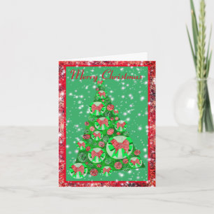 Samoyed Dog Christmas Tree Bows on Cute Holiday Card