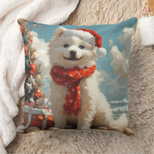 Samoyed Dog Christmas Vintage Beach Cushion