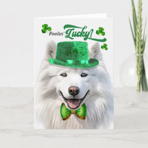 Samoyed Dog Feelin' Lucky St Patrick's Day Holiday Card