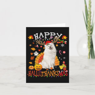 Samoyed Dog Halloween Christmas Dog Happy Hallotha Card