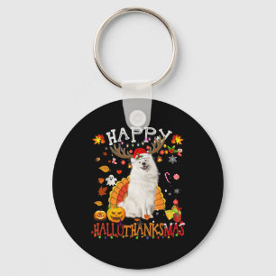 Samoyed Dog Halloween Christmas Dog Happy Hallotha Key Ring