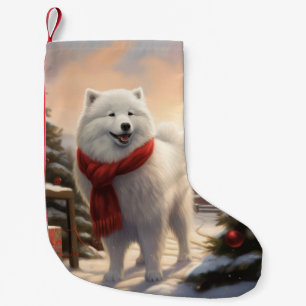 Samoyed Dog in Snow Christmas Small Christmas Stocking