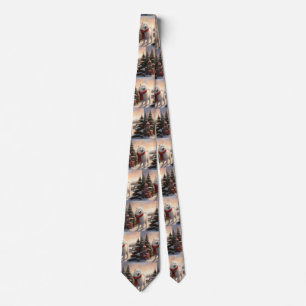 Samoyed Dog in Snow Christmas Tie
