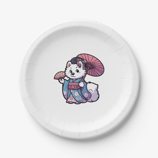 Samoyed Dog Kimono   Paper Plate (Front)