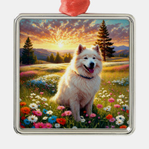 Samoyed Dog   Metal Tree Decoration