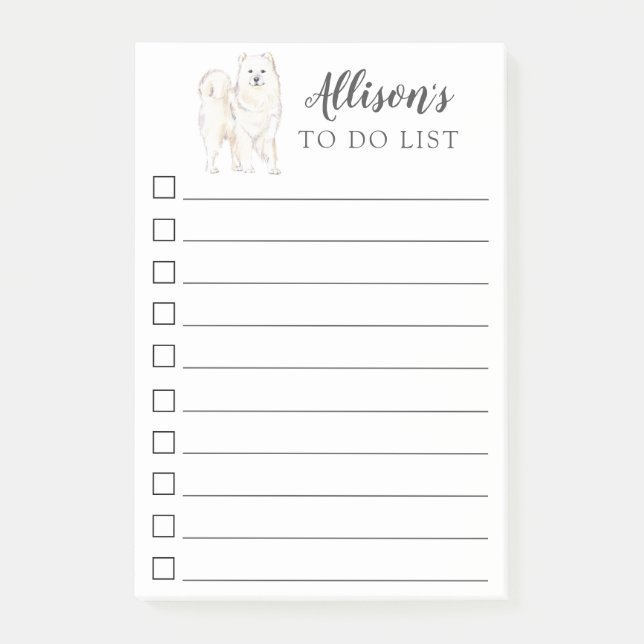 Samoyed Dog Personalised To Do List Post-it Notes (Front)