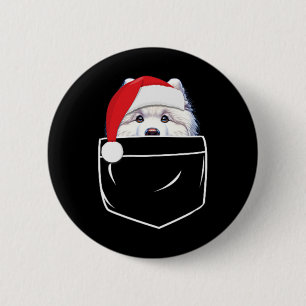 Samoyed Dog Santa Hat Christmas Pocket Fun Xmas 6 Cm Round Badge