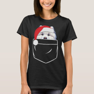 Samoyed Dog Santa Hat Christmas Pocket Fun Xmas  T-Shirt