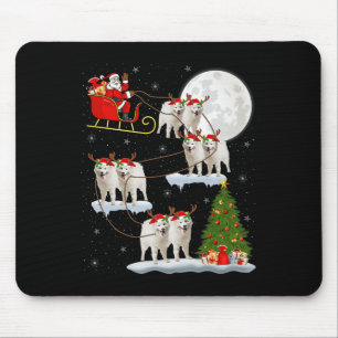 Samoyed Dog Santa Sleigh Flying Funny Magical Chri Mouse Mat