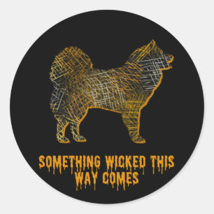 Samoyed Dog Silhouette Fun Halloween Classic Round Sticker