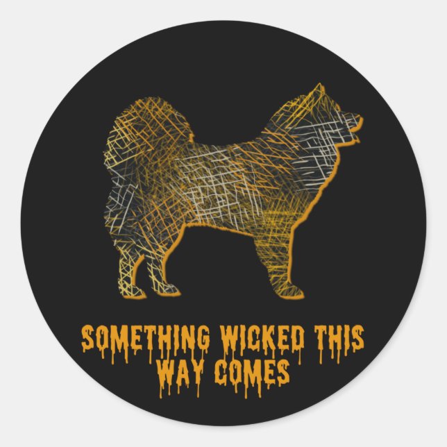 Samoyed Dog Silhouette Fun Halloween Classic Round Sticker (Front)
