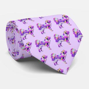 Samoyed Dog Silhouette Purple Lilac Necktie