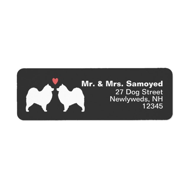 Samoyed Dog Silhouettes with Heart Return Address (Front)