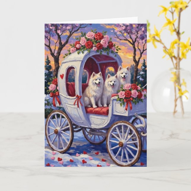 Samoyed Dog Valentine's Day  Card (Yellow Flower)