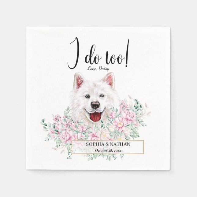 Samoyed Dog Wedding Cocktail Napkins (Front)