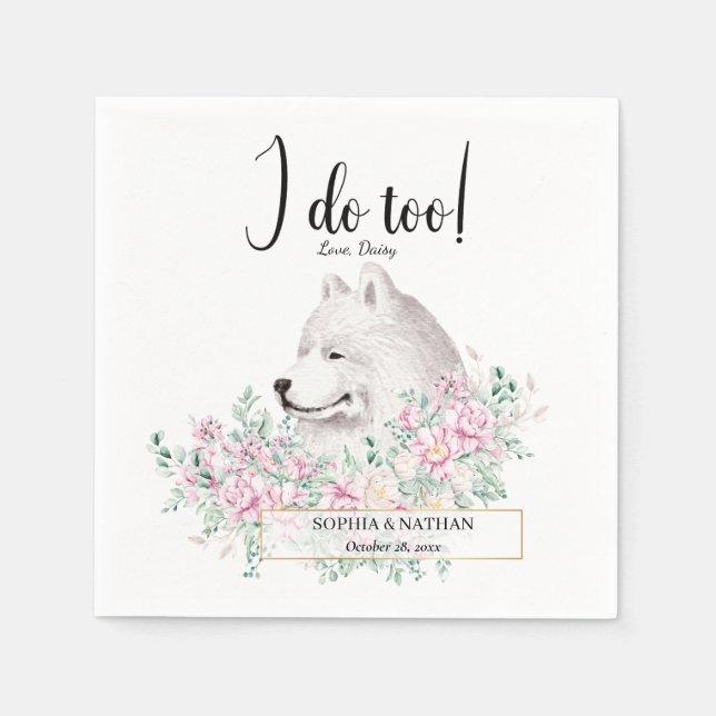 Samoyed Dog Wedding Cocktail Napkins (Front)