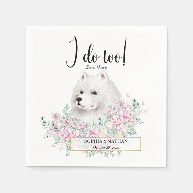 Samoyed Dog Wedding Cocktail Napkins (Front)