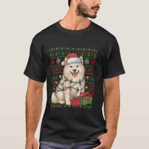 Samoyed Dog Xmas Lights Ugly Santa Hat Samoyed Chr T-Shirt