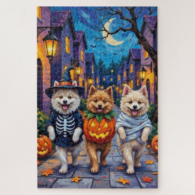 Samoyed Dogs Trick-or-Treating Halloween Costumes Jigsaw Puzzle (Vertical)